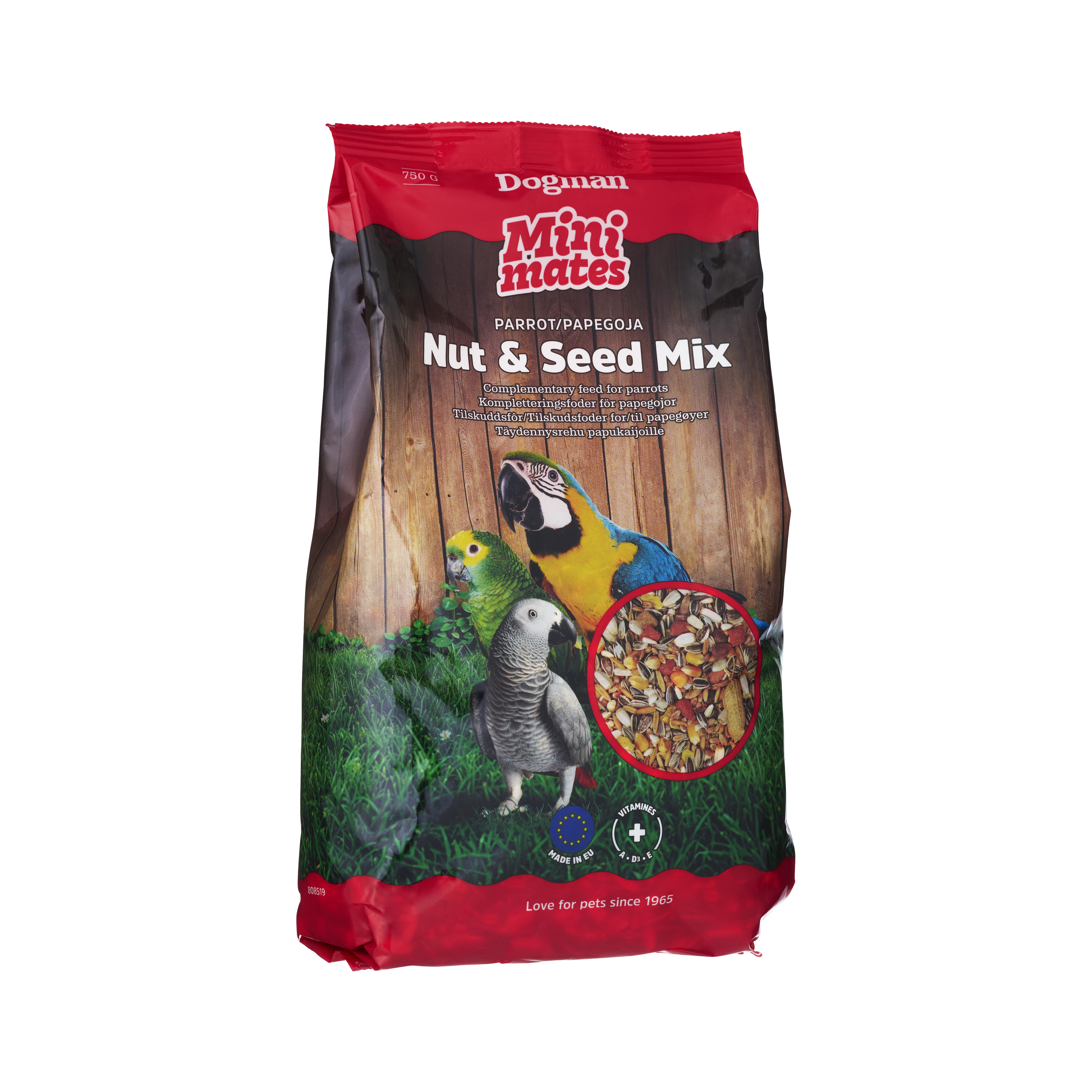 Mini Mates N&ouml;t och Fr&ouml;mix Papegoja 750g