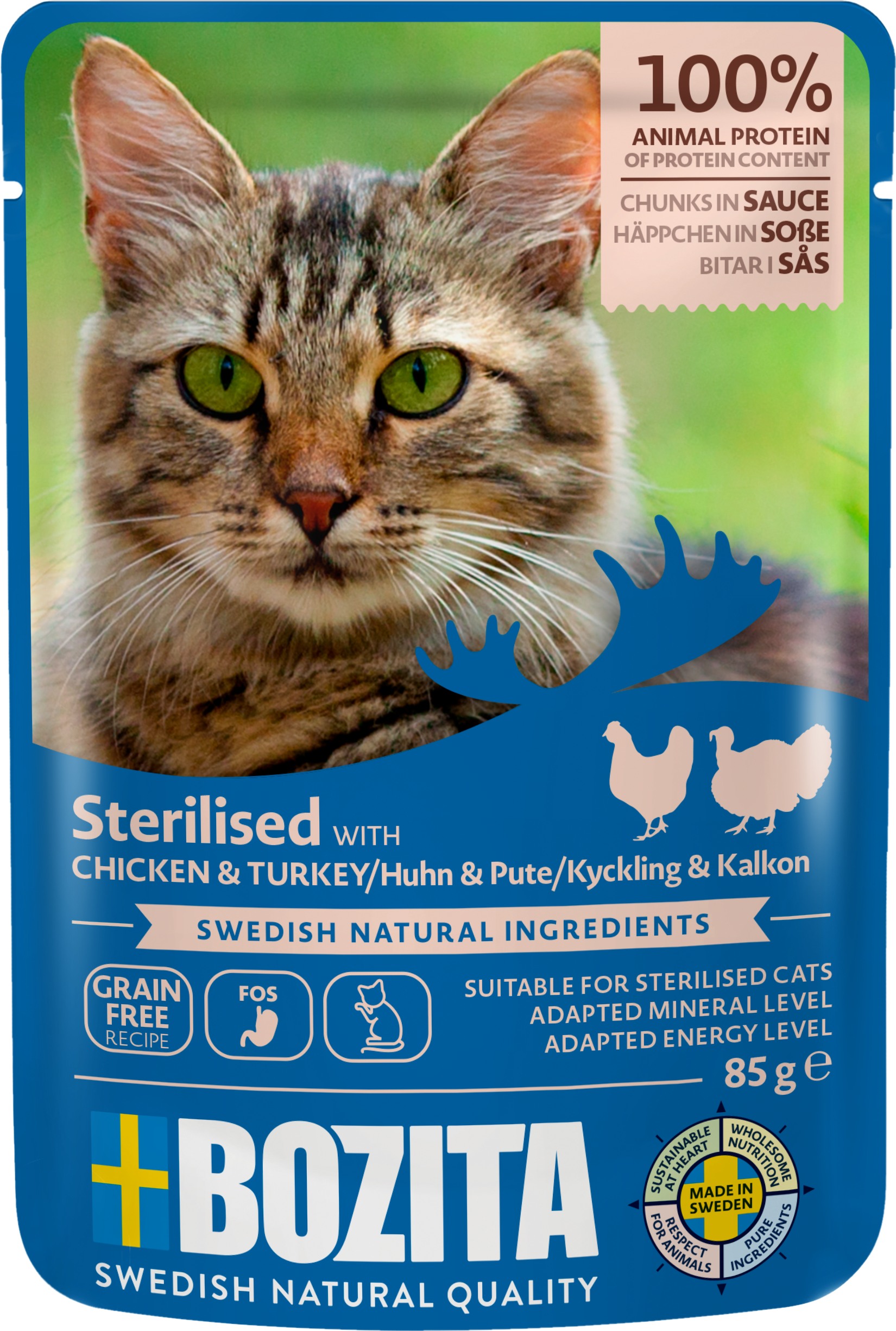 Sterilised Chicken &amp; Turkey in Sauce V&aring;tfoder 85g