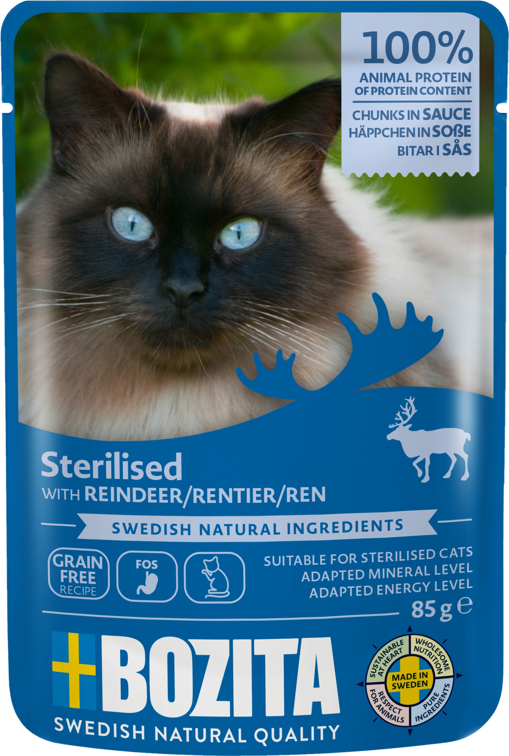 Sterilised Reindeer in Sauce V&aring;tfoder f&ouml;r katt 85g