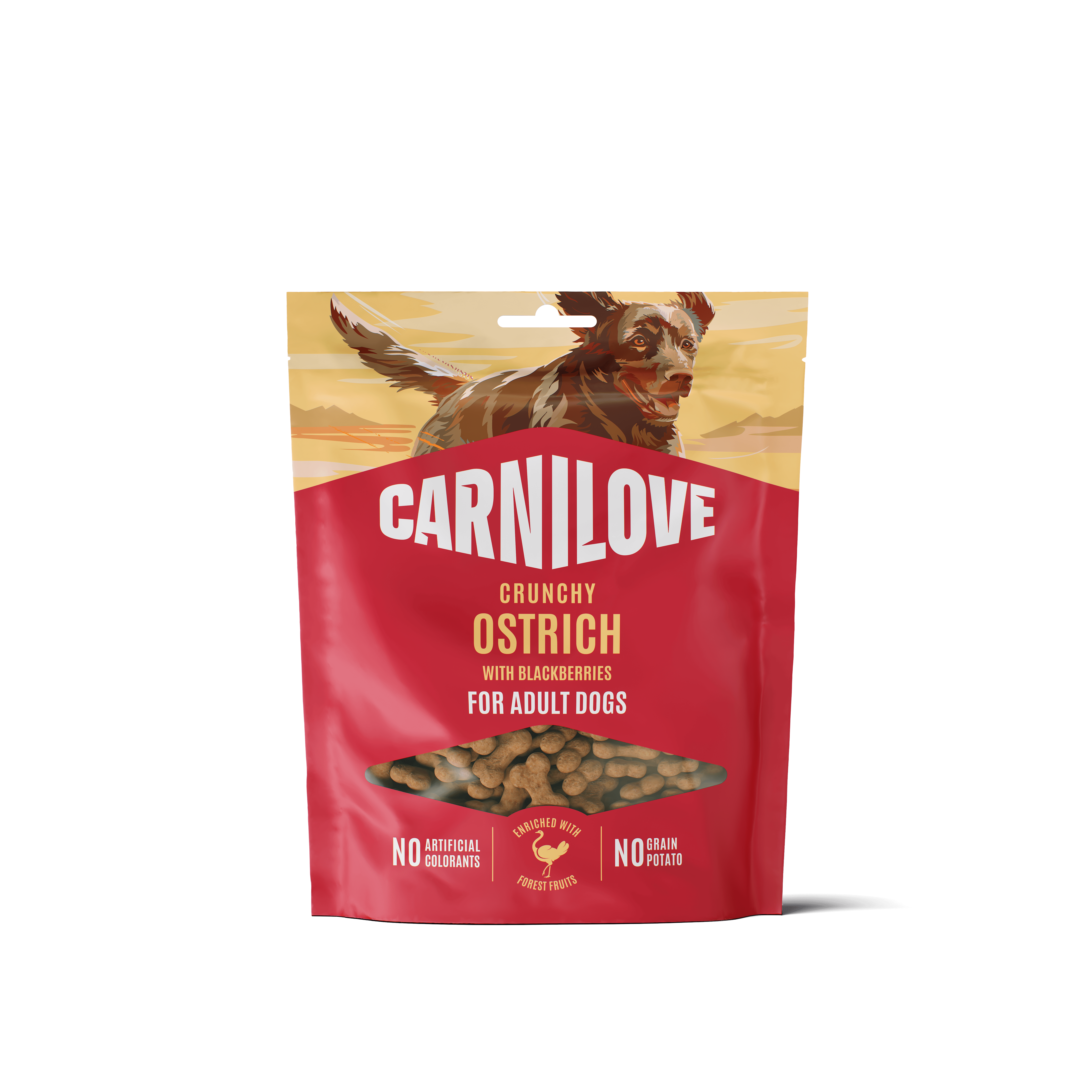 Dog Crunchy Snack Ostrich with Blackberries 200g