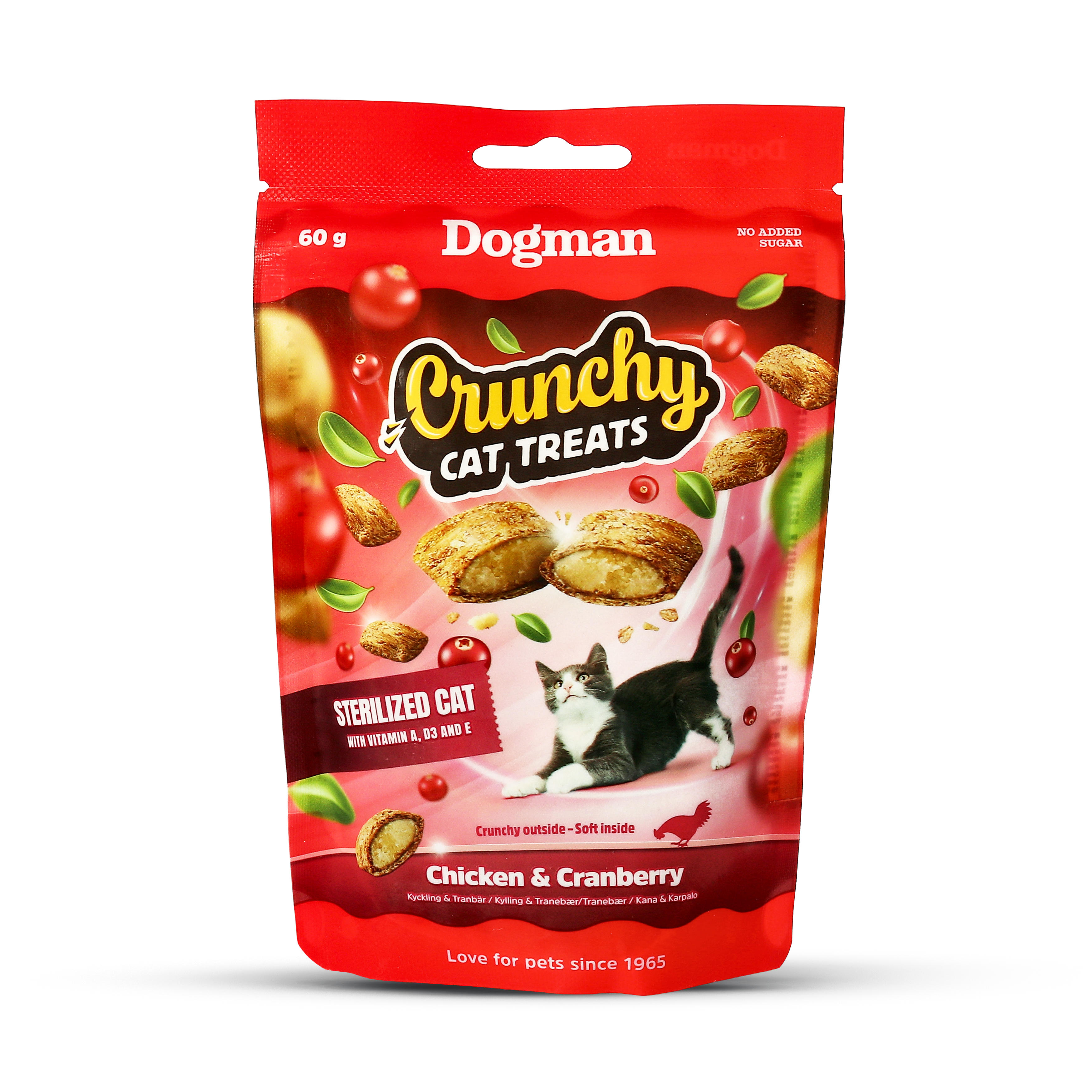 Kattgodis Krispiga Kuddar Kyckling & Tranbär 60g