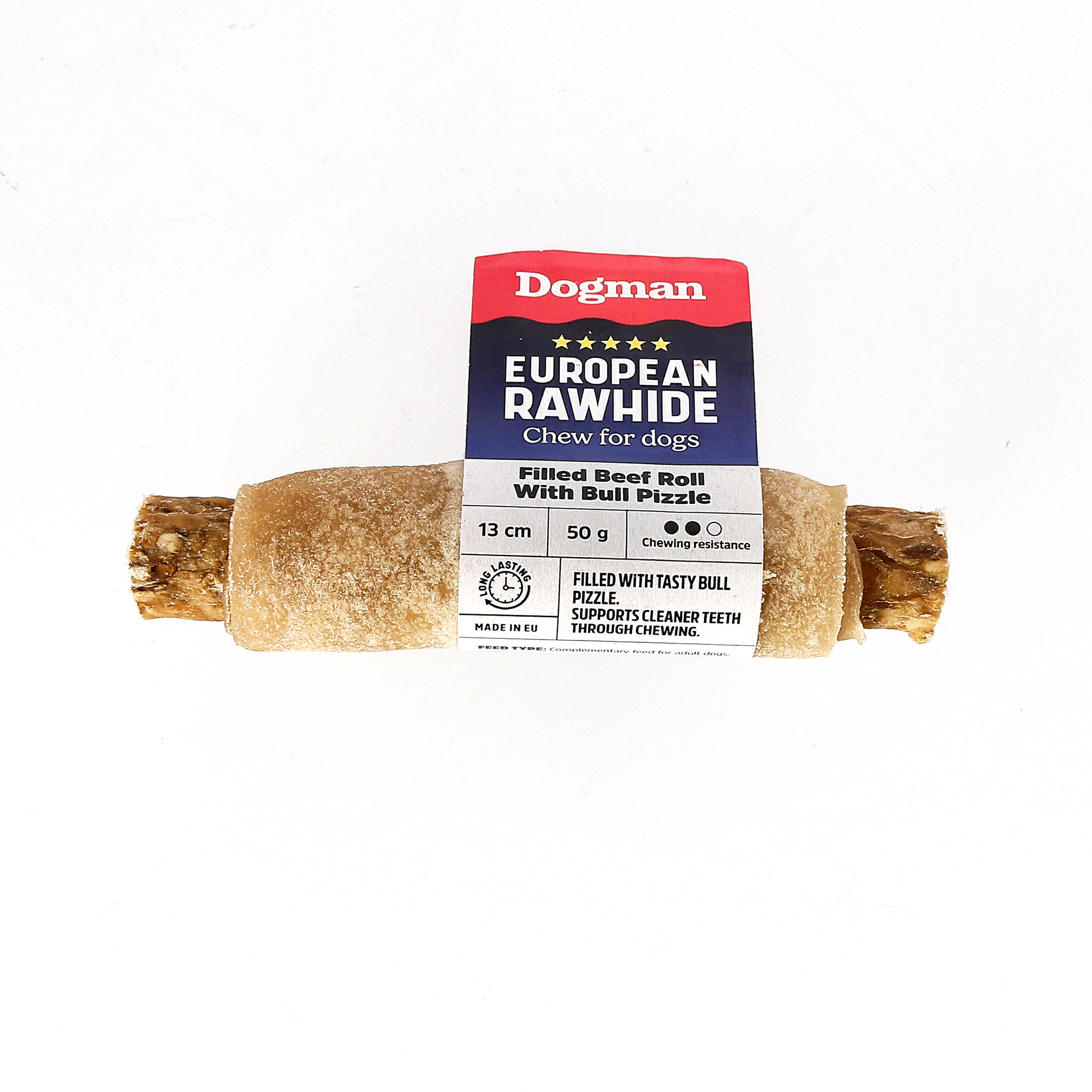 Europeisk r&aring;hudsfylld n&ouml;trulle med tjurmuskel 13cm