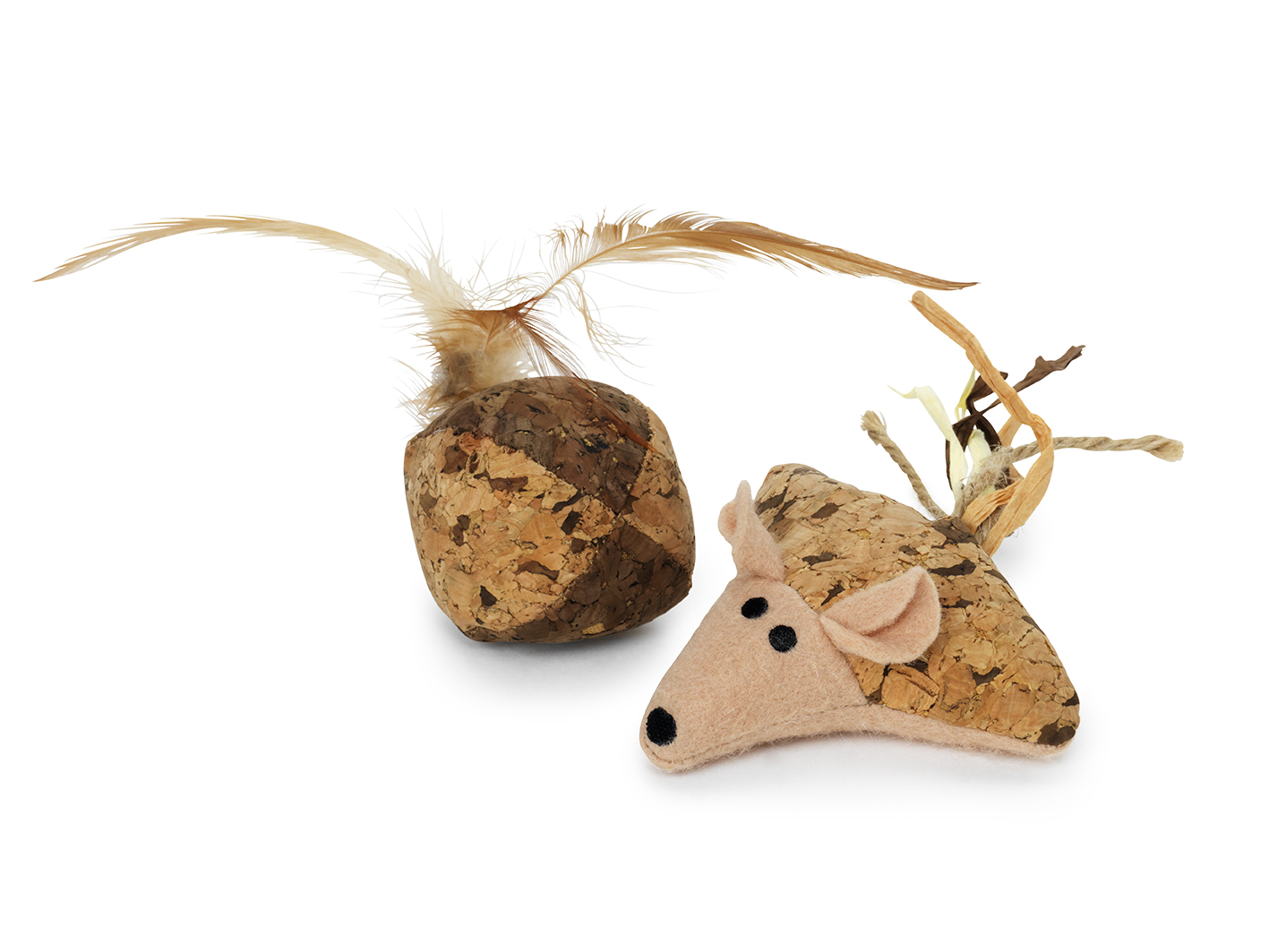 Kattleksak Natural Mus och Boll Brun