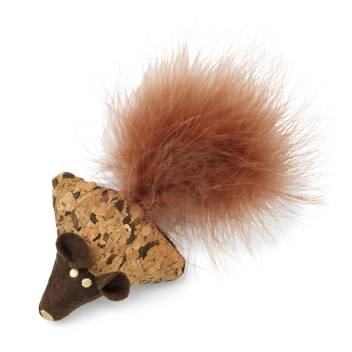 Kattleksak Natural Mus med Fj&auml;der Brun