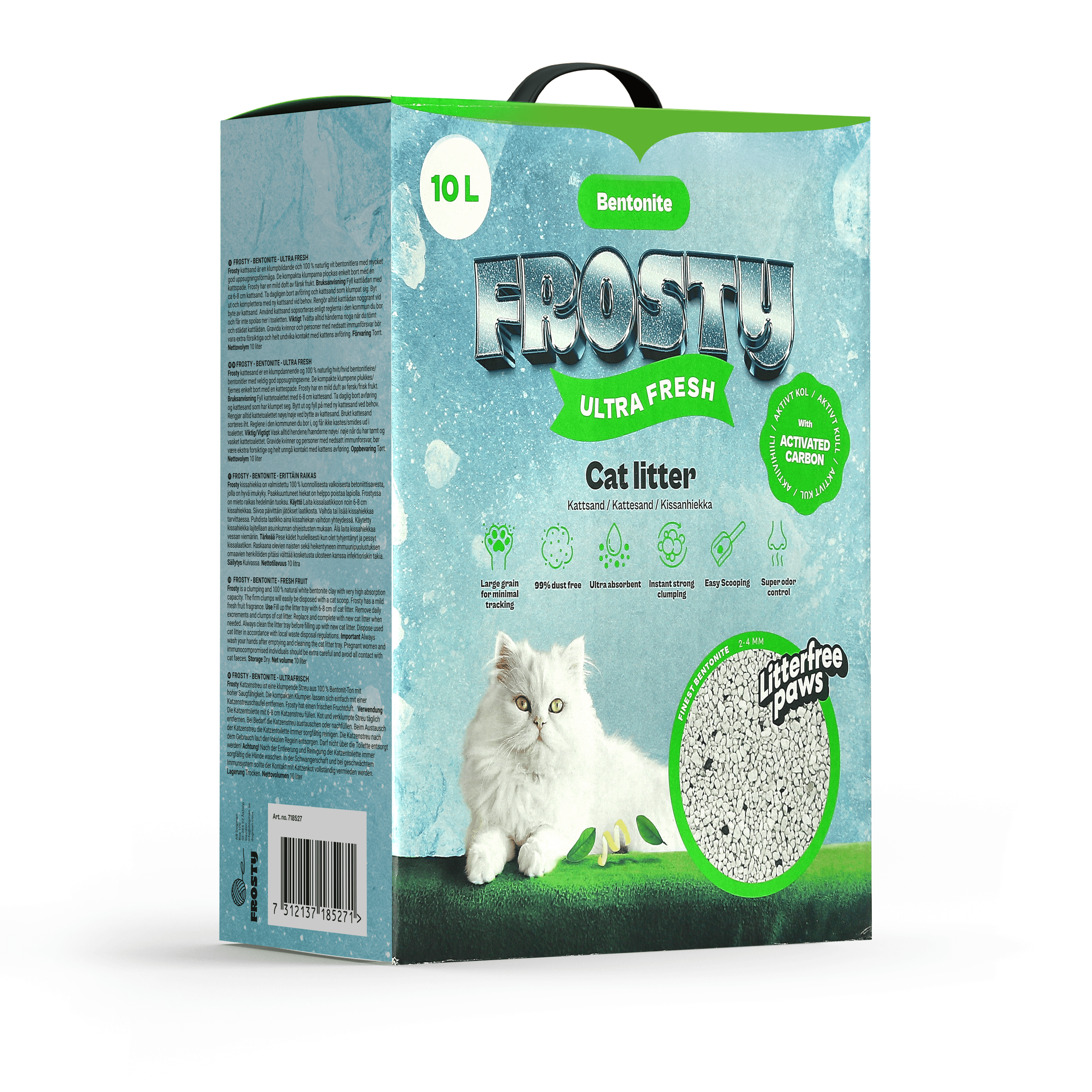 Bentonit Aktivt Kol Ultra Fresh Kattsand 10L