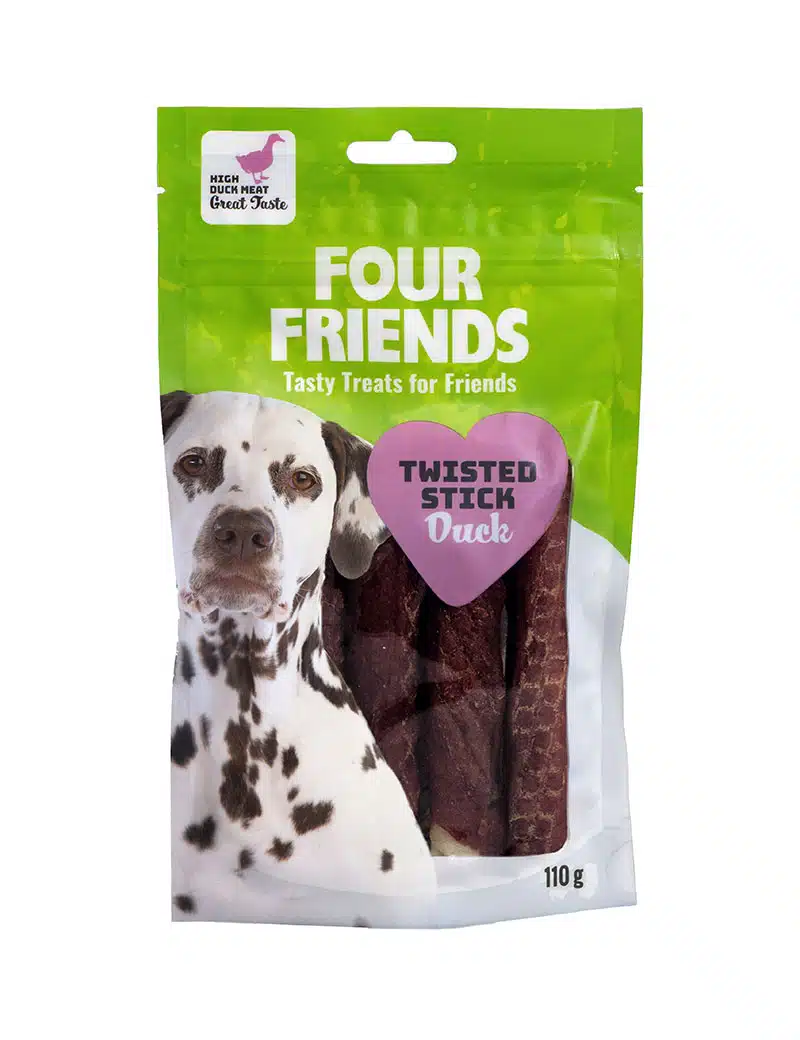 FourFriends Dog Twisted Stick Duck 12,5 cm 4-pack