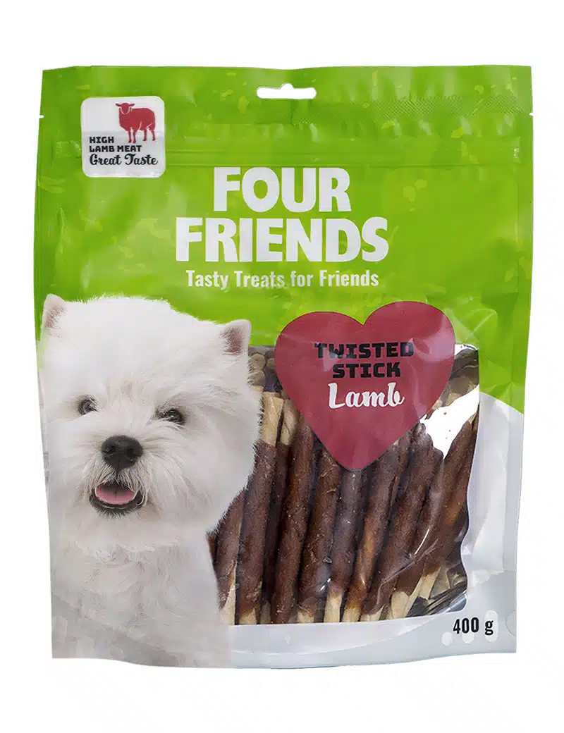 Belöningsgodis FourFriends Twisted Stick Lamb 12,5cm 40st