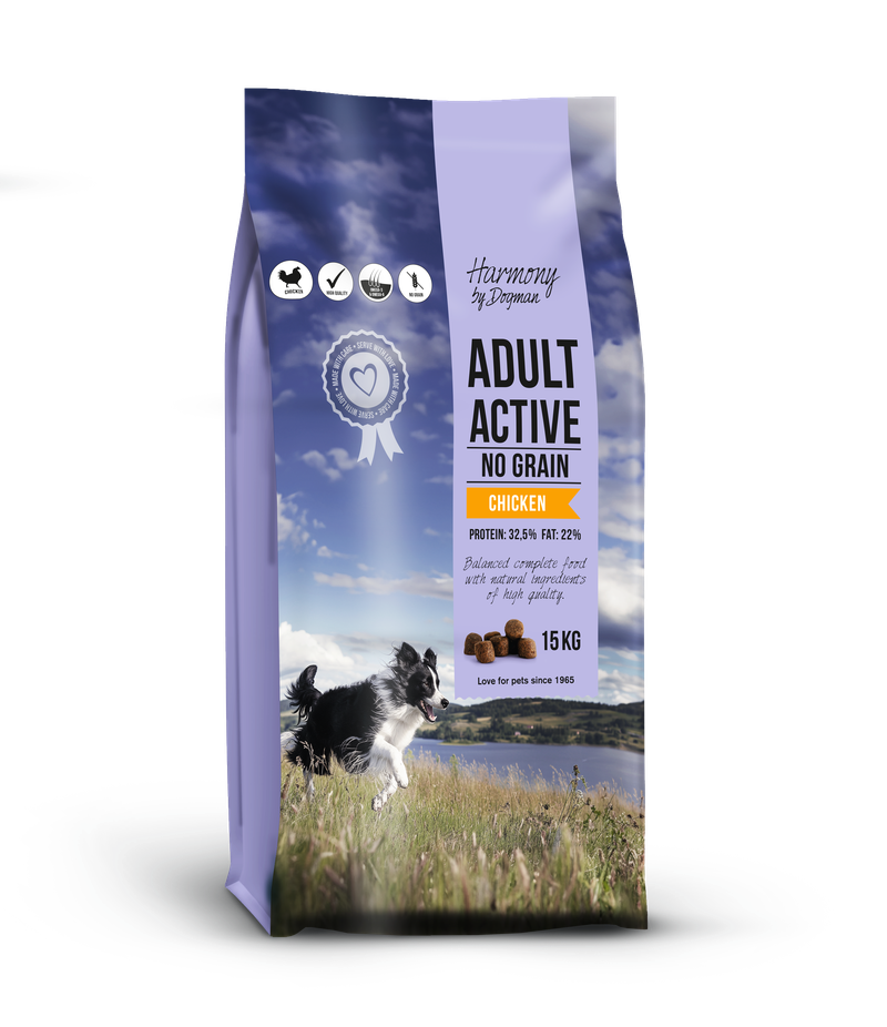 Adult Active spannmålsfritt hundfoder 15kg