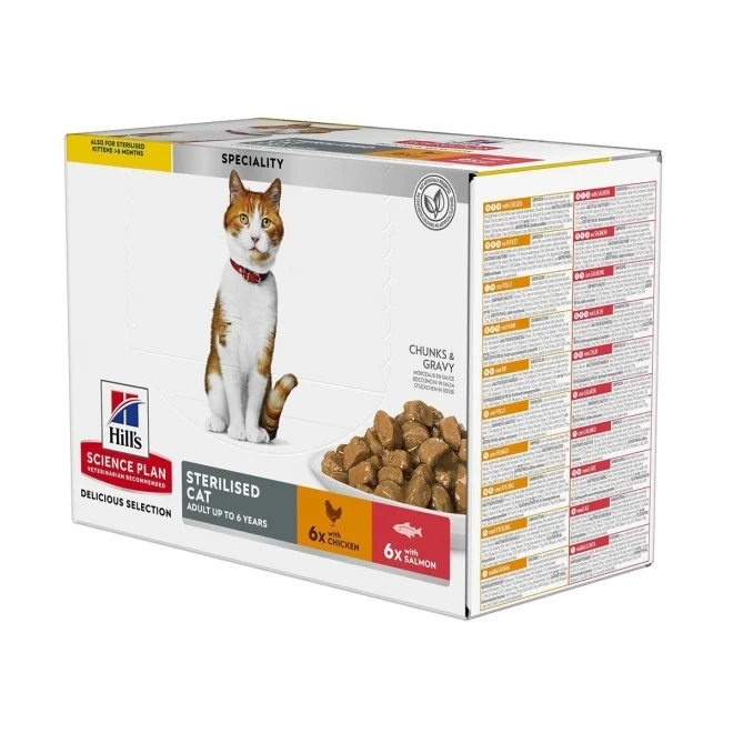 Hill's Science Plan Adult Sterilised - 12 x 85 g Kyckling, Lax
