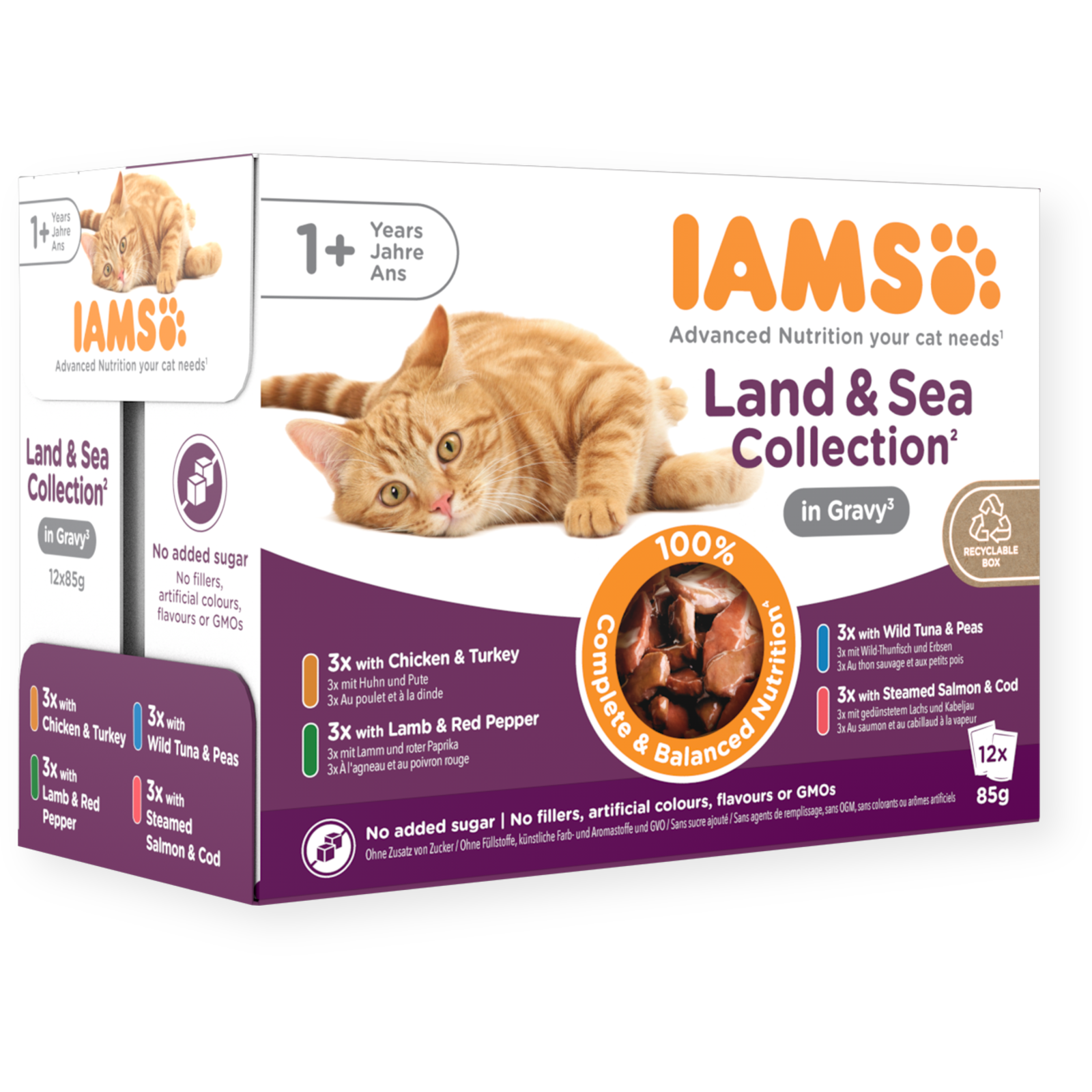 Iams Delights in gravy Multipack Land & Sea Våtfoder till Katt 12x85 g