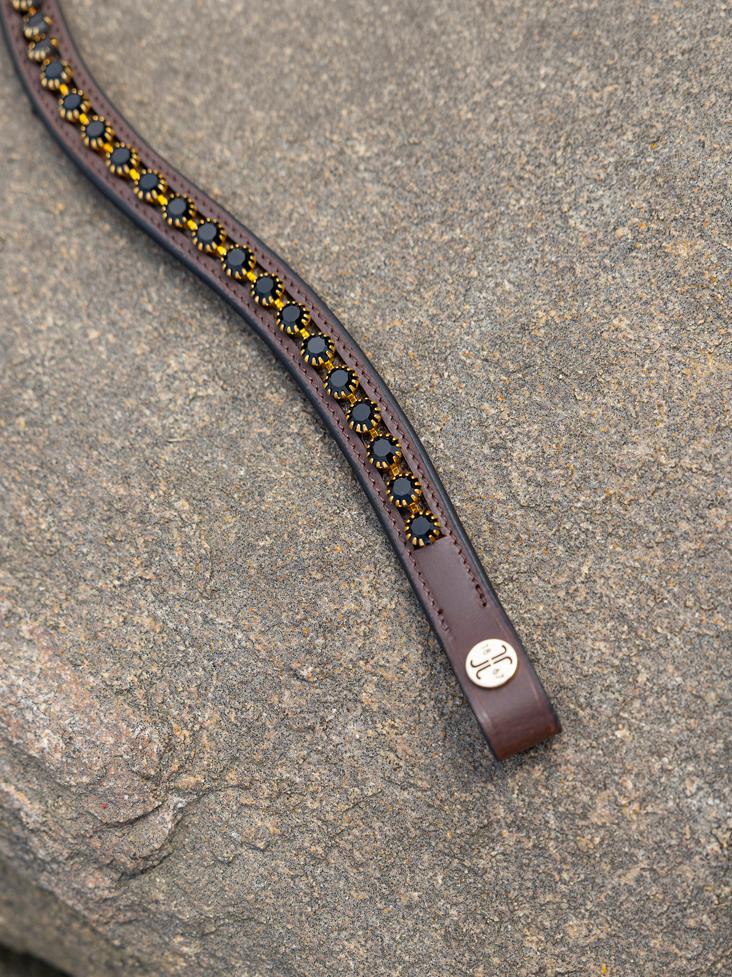 Pannband Kristall Onyx Guld Brun Cob