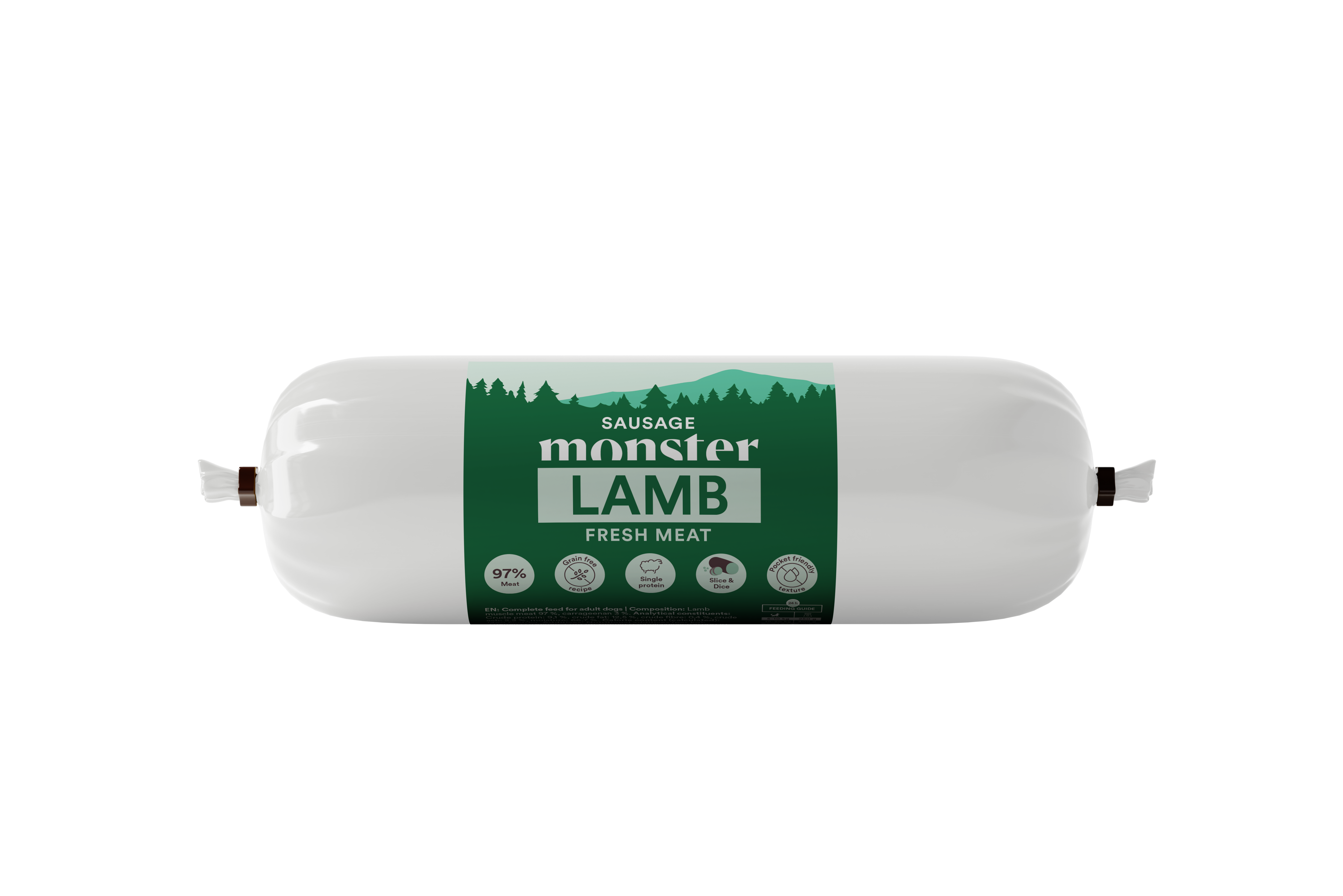 Dog Sausage Lamb V&aring;tfoder f&ouml;r hund 400g