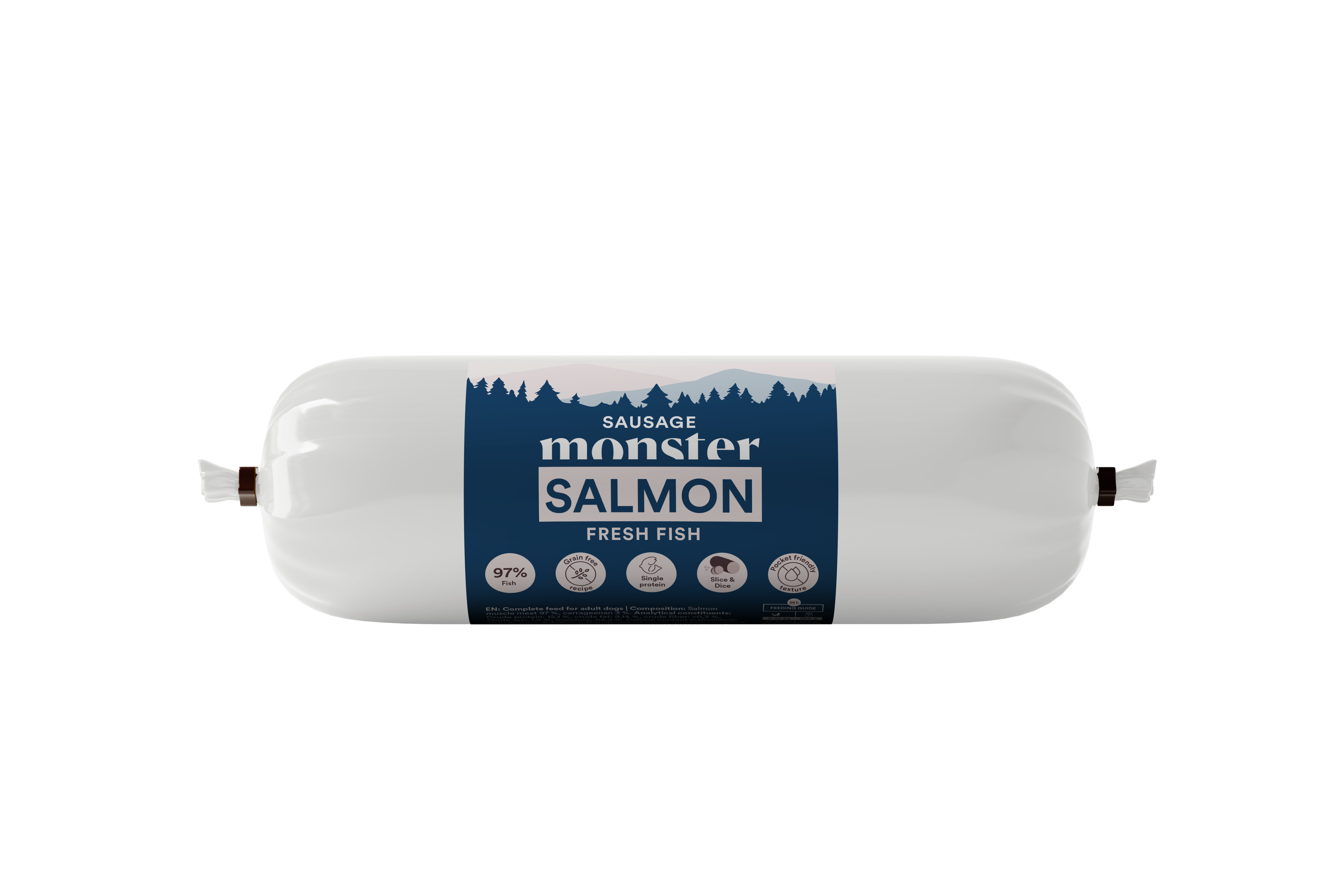 Dog Sausage Salmon V&aring;tfoder f&ouml;r hund 400g