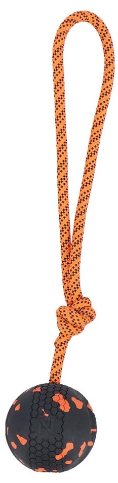 Dog Ball on Rope Black 60mm