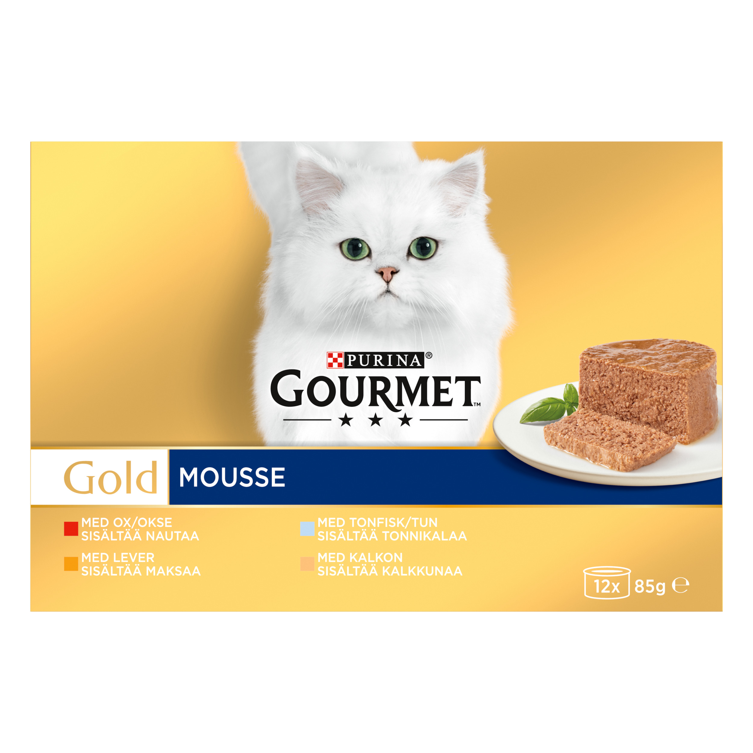 Gold Mousse V&aring;tfoder f&ouml;r katt 12x85g