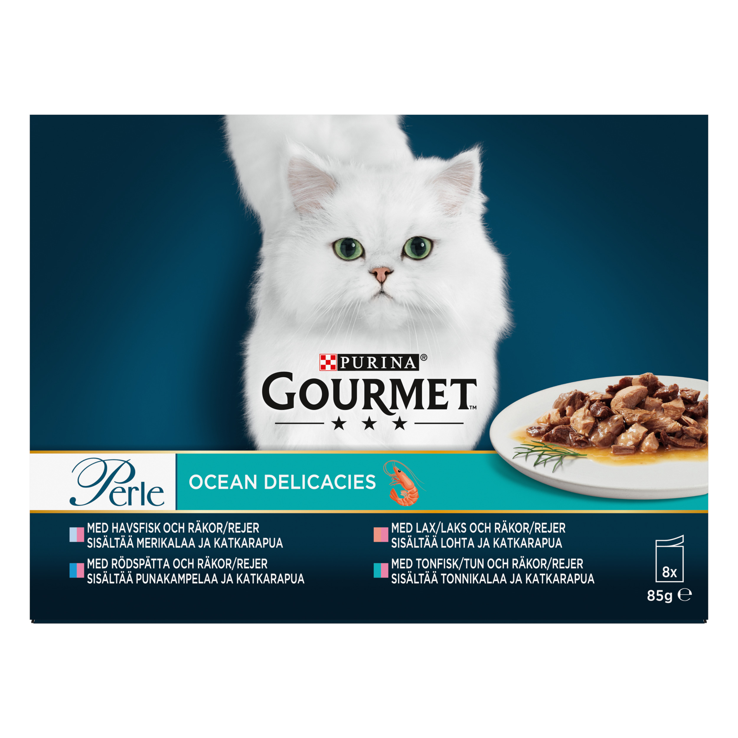 Perle Sea Delicacies V&aring;tfoder f&ouml;r katt 8x85g