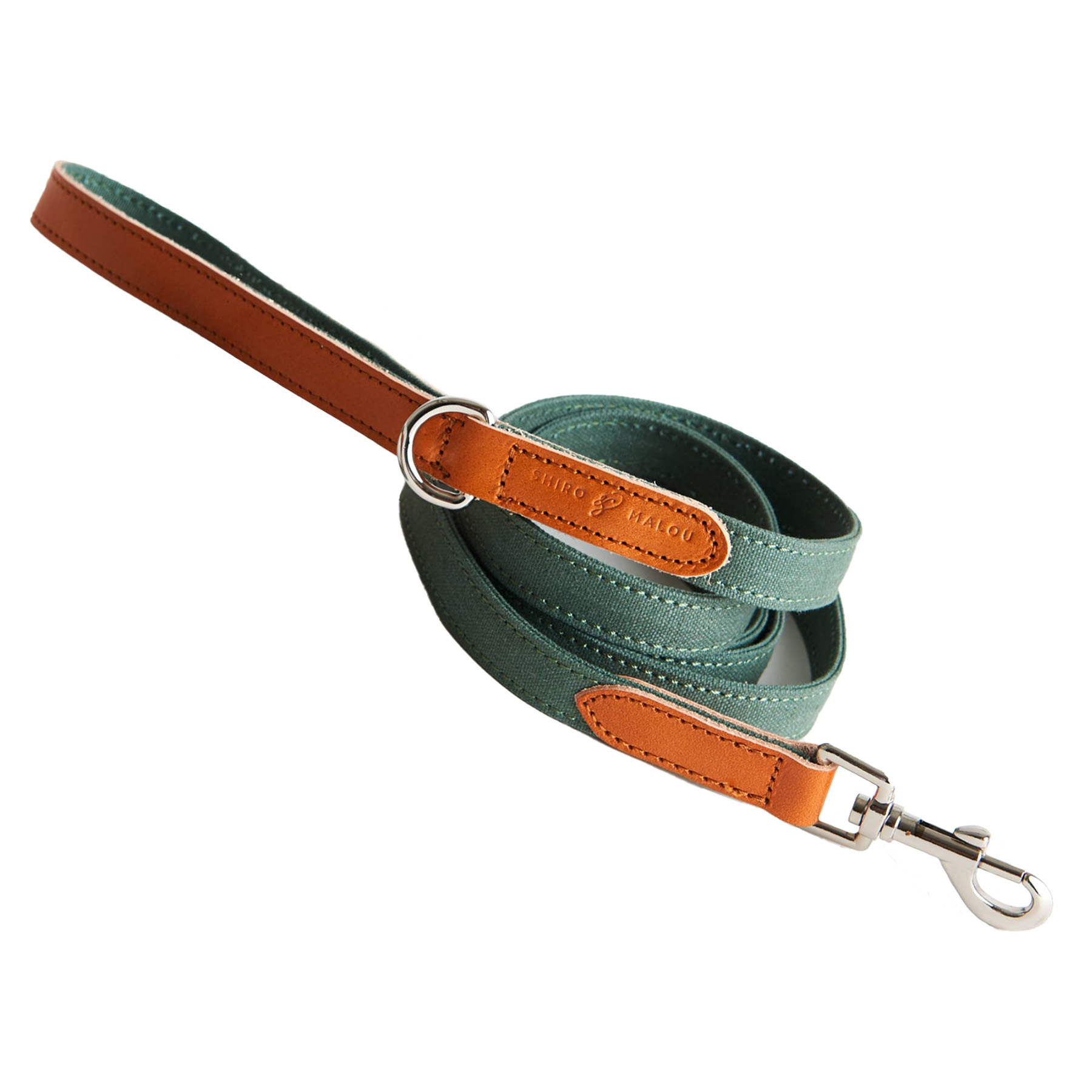 Hundkoppel Canvas/L&auml;der Gr&ouml;n 180cm