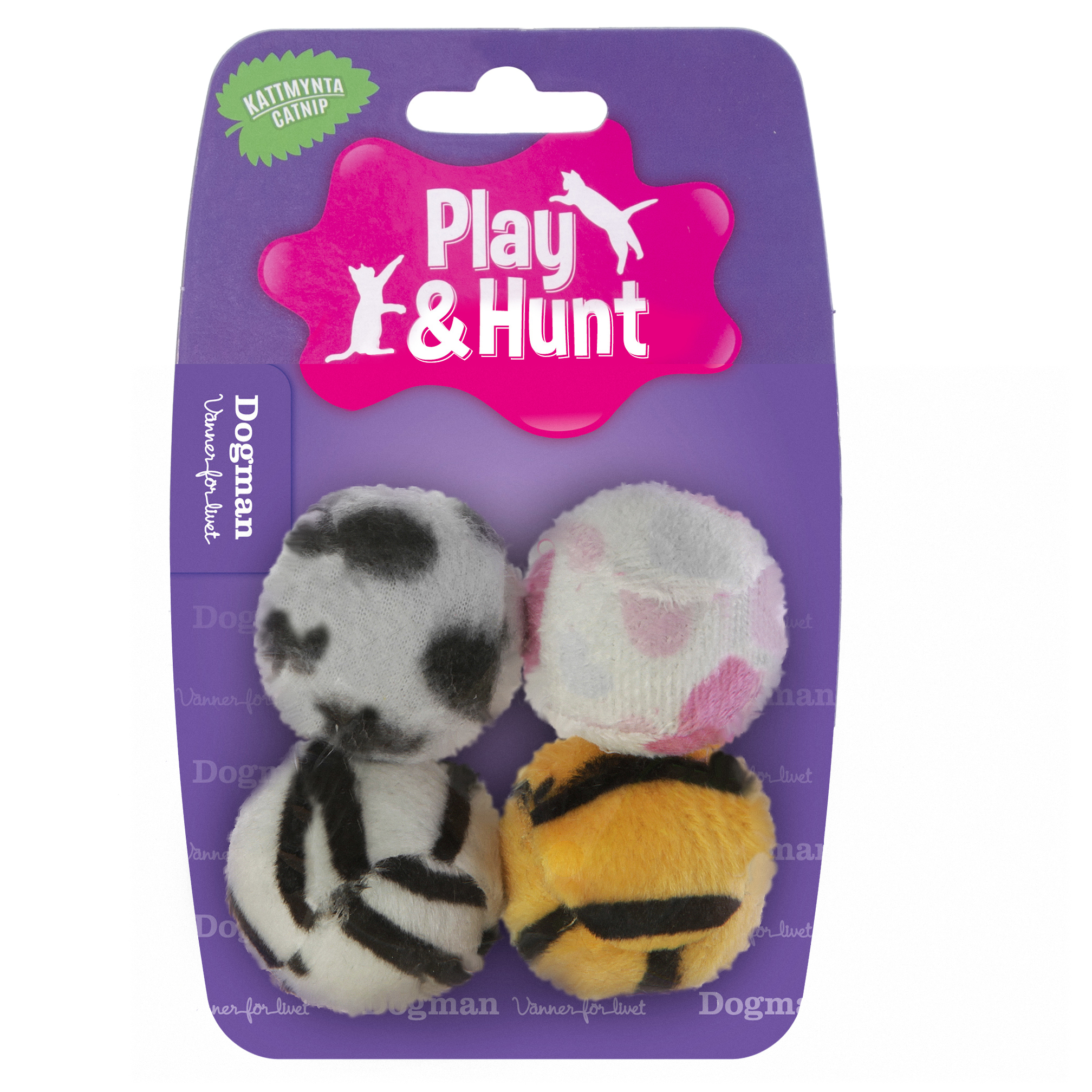 Kattleksak Plyschkl&auml;dd Boll 4p Flerf&auml;rgad