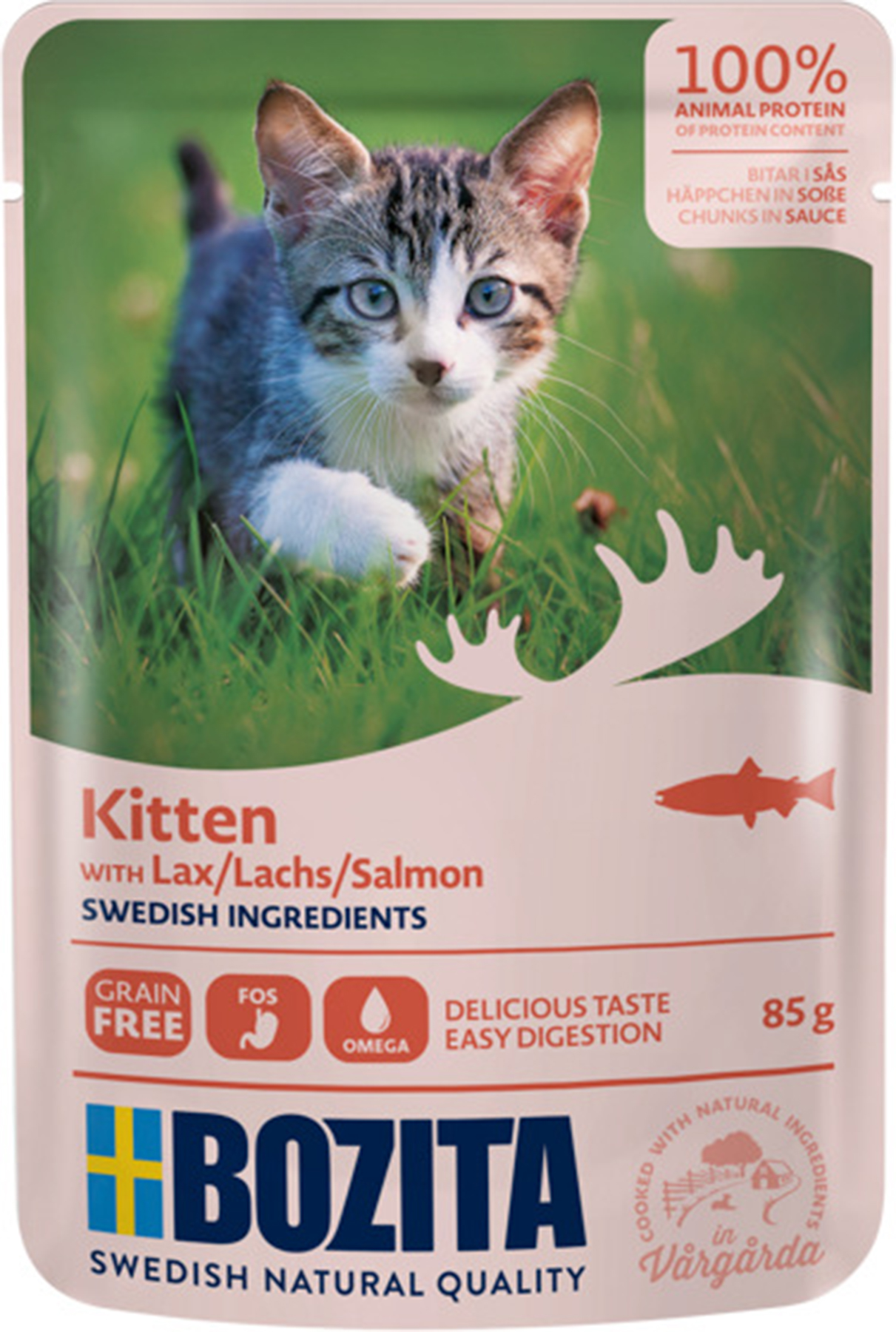 Kitten With Salmon in Sauce V&aring;tfoder f&ouml;r katt 85g