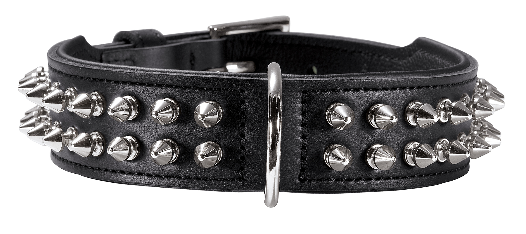 Läderhalsband Halvstryp Rambo Svart L