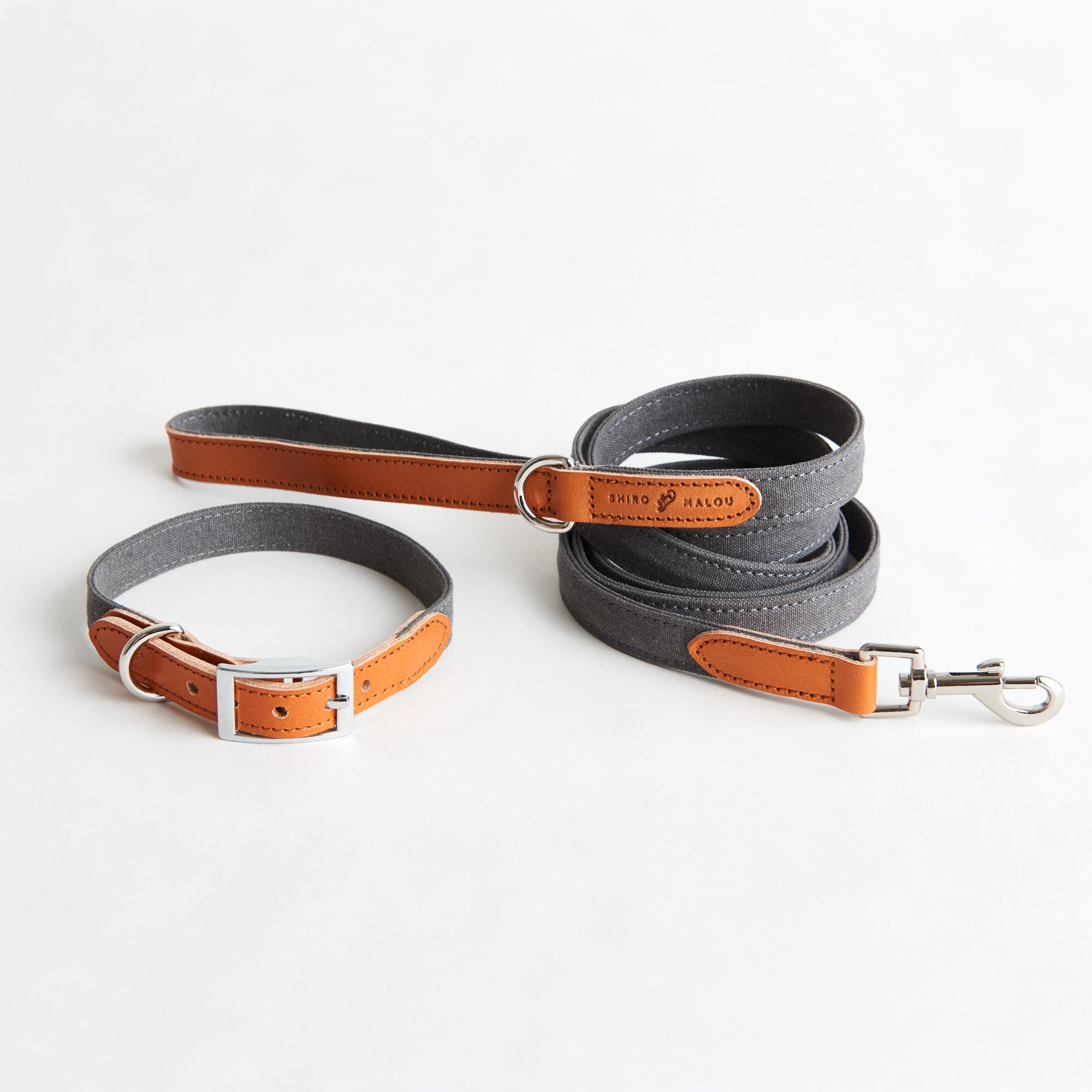 Hundhalsband Canvas/Läder Grå XL