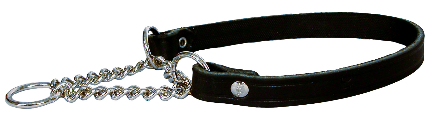 Läderhalsband Halvstryp Svart 12x35cm