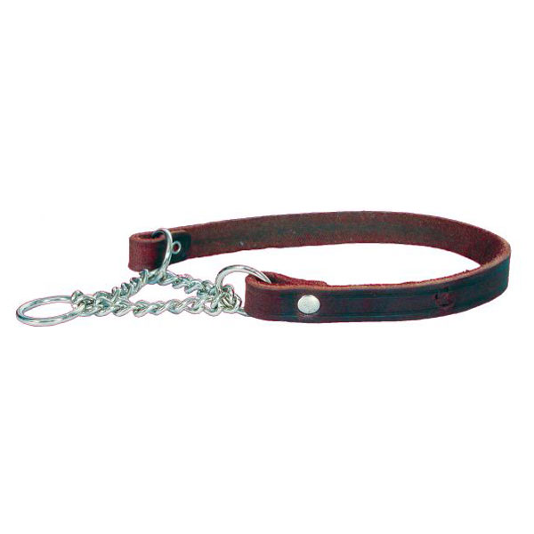 Läderhalsband Halvstryp Brun 18x45cm