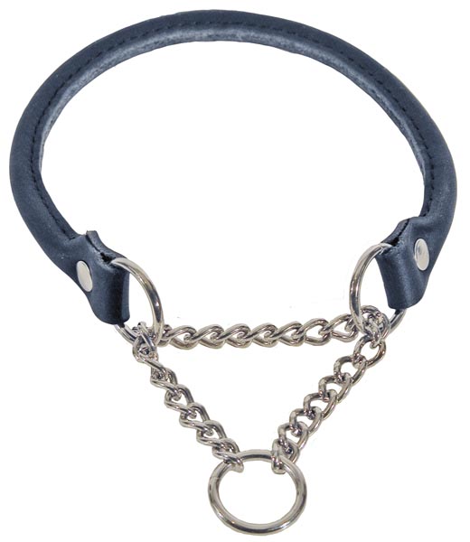 Läderhalsband Halvstryp Svart 65cm