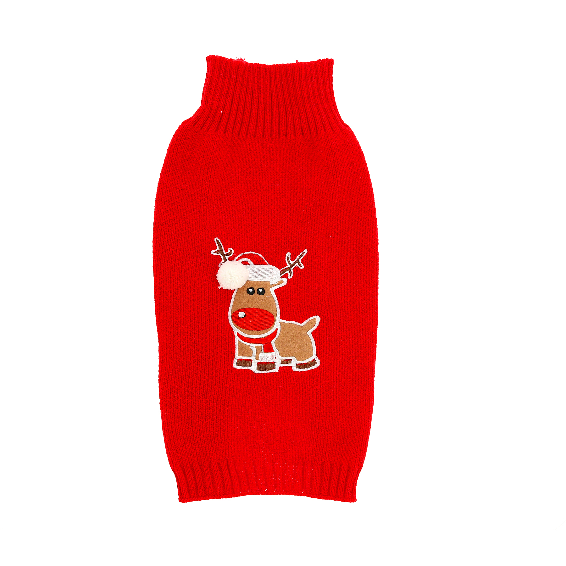 Stickad Hundtröja Julmotiv Ren 25cm