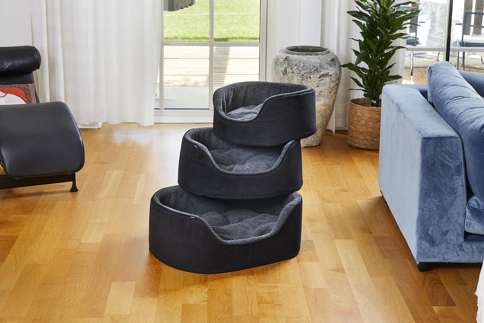 Sherpa Dog Bed with High Edge, Black