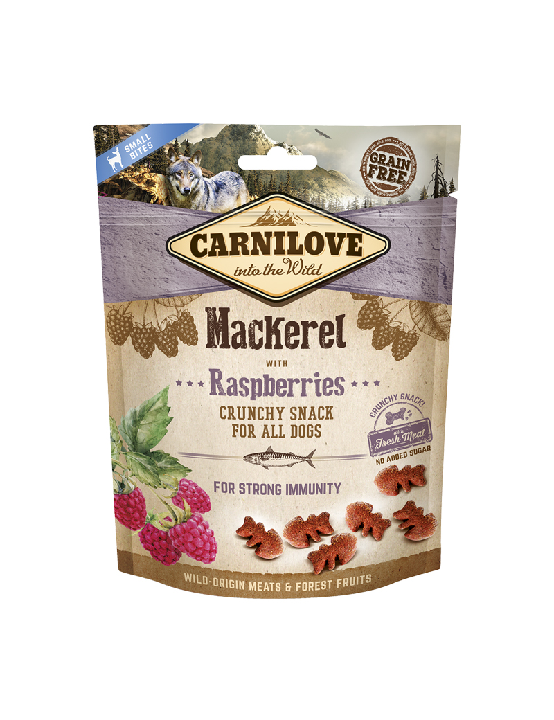 Crunchy Snack Mackrel & Raspberries Hundgodis 200g