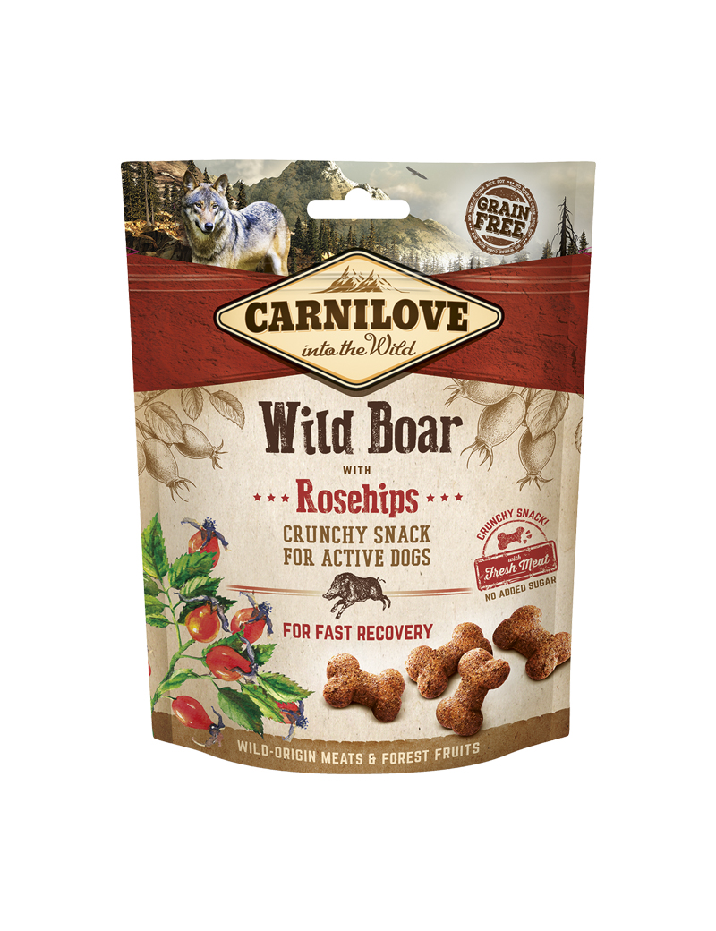 Crunchy Snack Wild Boar & Rosehips Hundgodis 200g