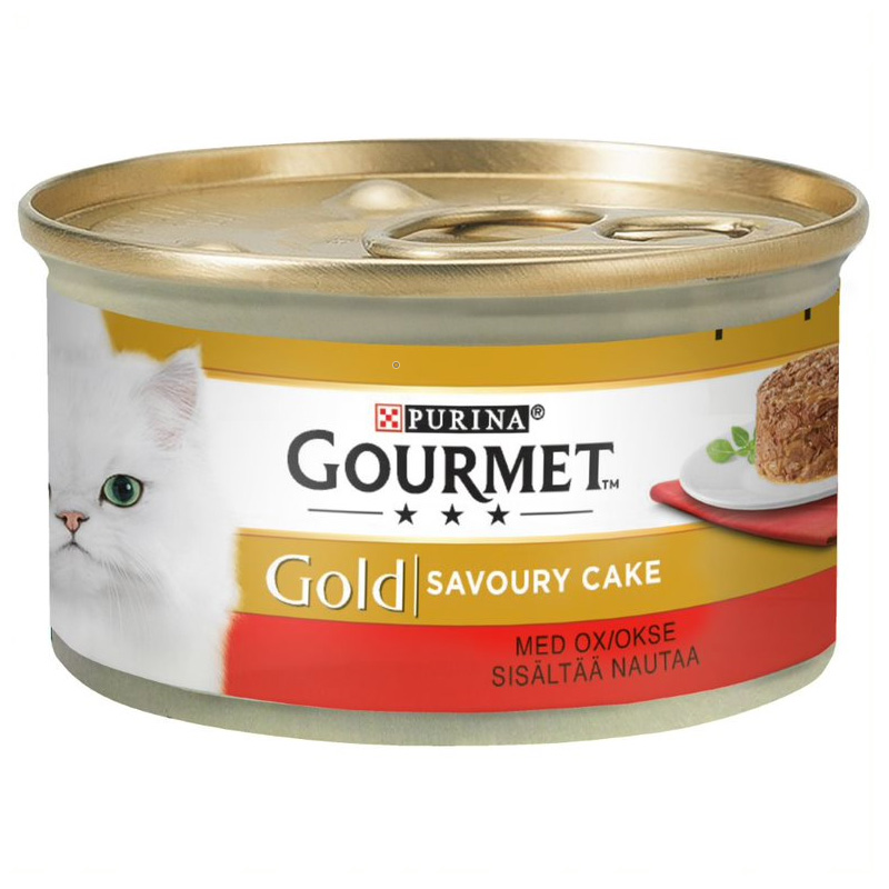 Gold Savoury Cake Oxk&ouml;tt V&aring;tfoder f&ouml;r katt 85g